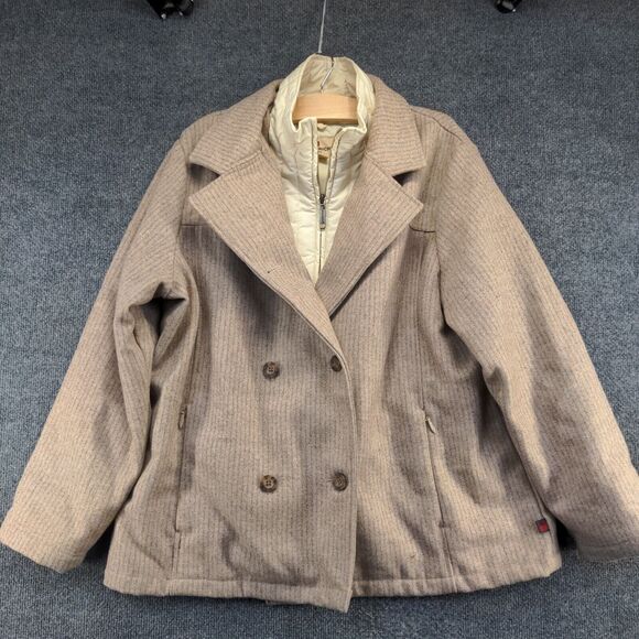 Woolrich Women's Wool Blend Knit Jacket Tan Oatmeal XL Zipped Pockets - Picture 8 of 14